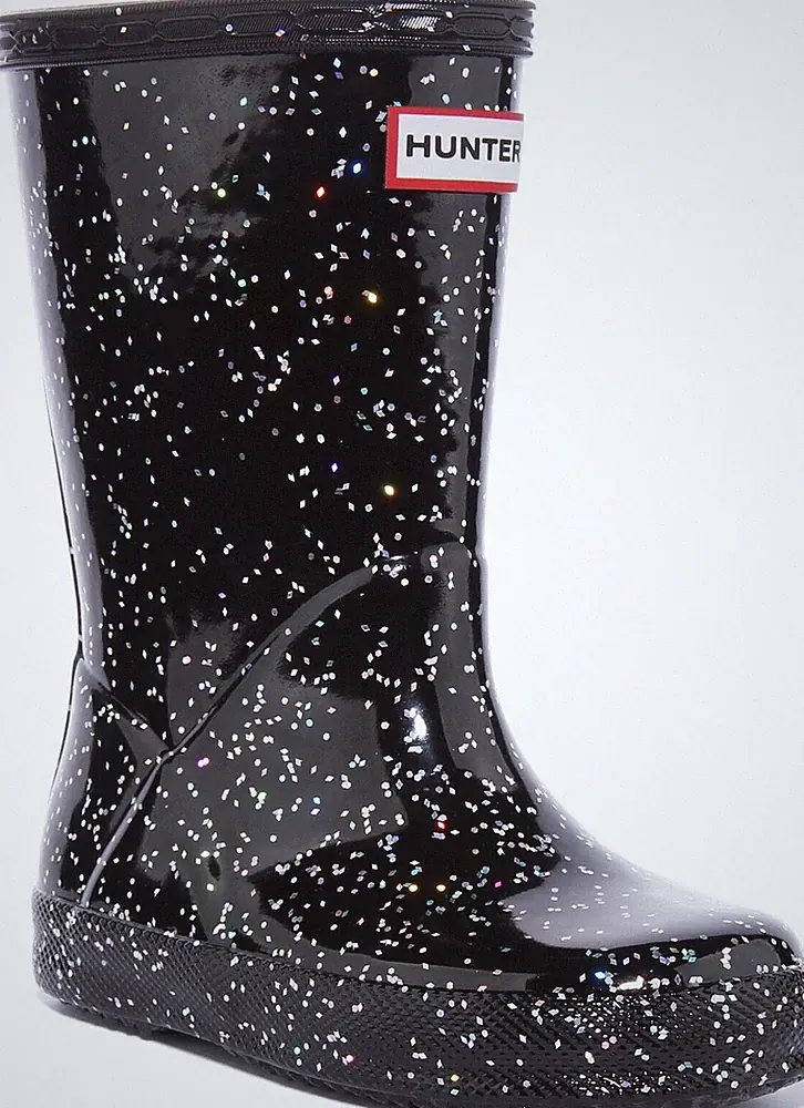 HUNTER Kinder Erste Glitzer ohne Bügel Gummistiefel Unisex Stiefel Schwarz Eu 1