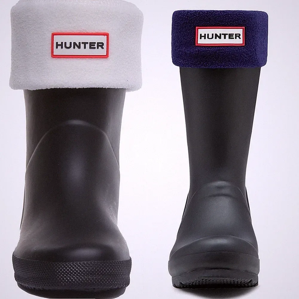 HUNTER Kinder Original Kurzer Gummistiefel Unisex Socken IN Marine UK XXS - XL