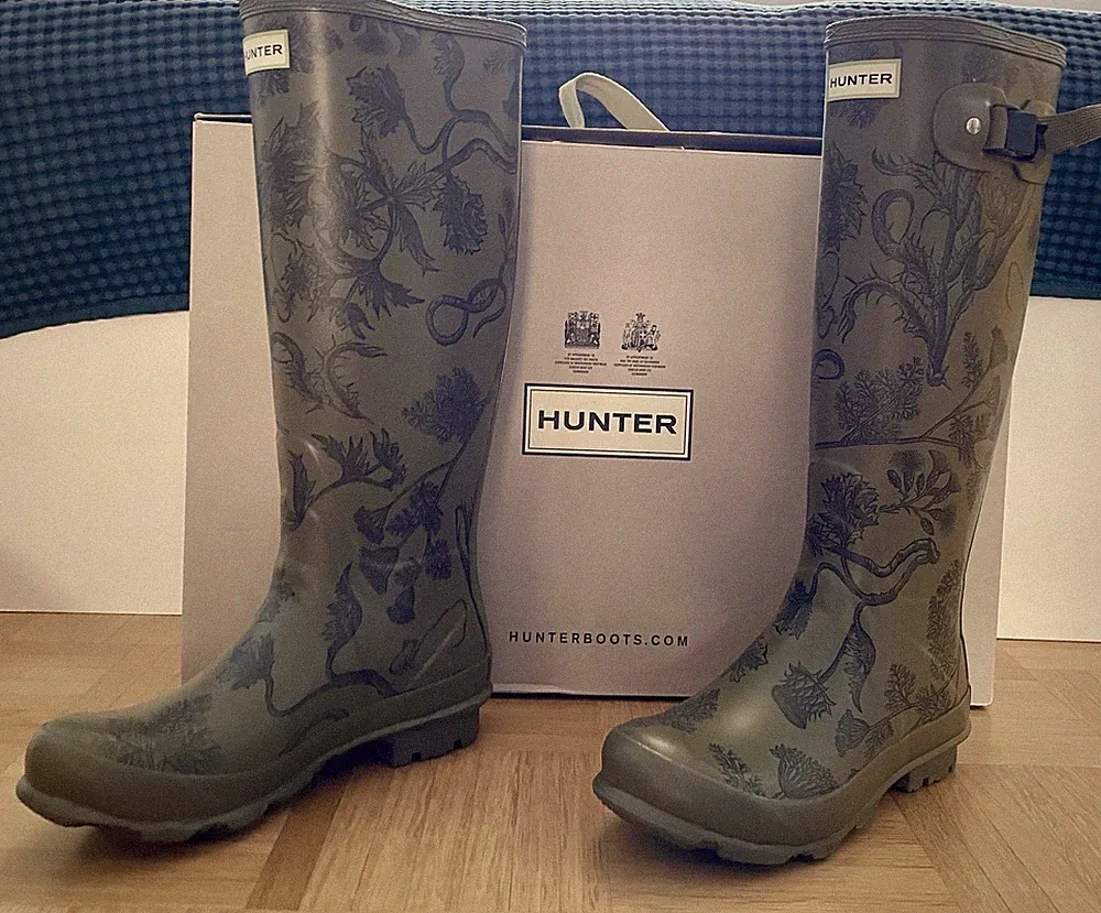 HUNTER Norris Field Printed Boot Moor Green Gummistiefel Damen Gr. EU 38 / UK 5
