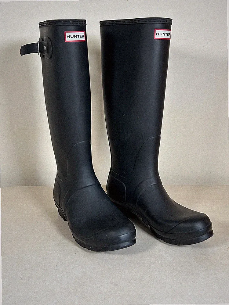 Hunter Original hohe Gummistiefel Herren schwarz verstellbare Schnalle wasserdicht Stiefel