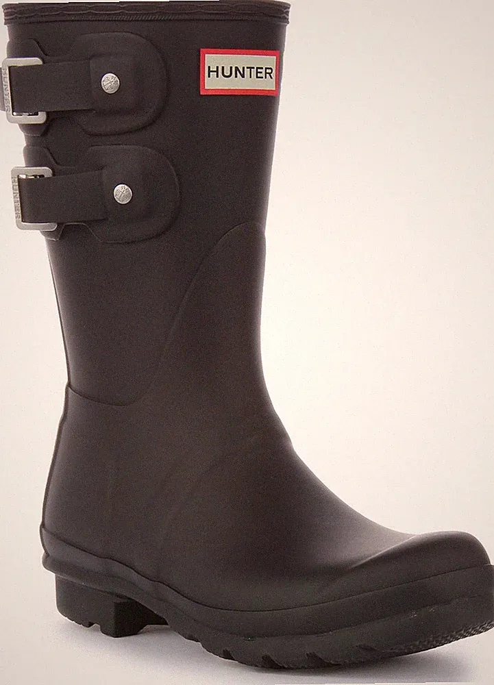 HUNTER Original Kurz Multi Schnalle Gummi Damen Stiefel Schwarz EU 36-42