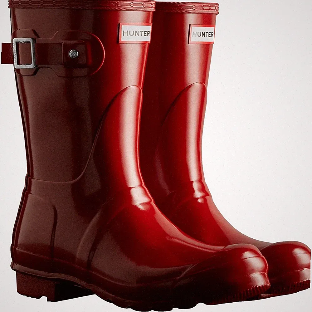 Hunter Original Short Gloss Damen Gummistiefel In Militärrot