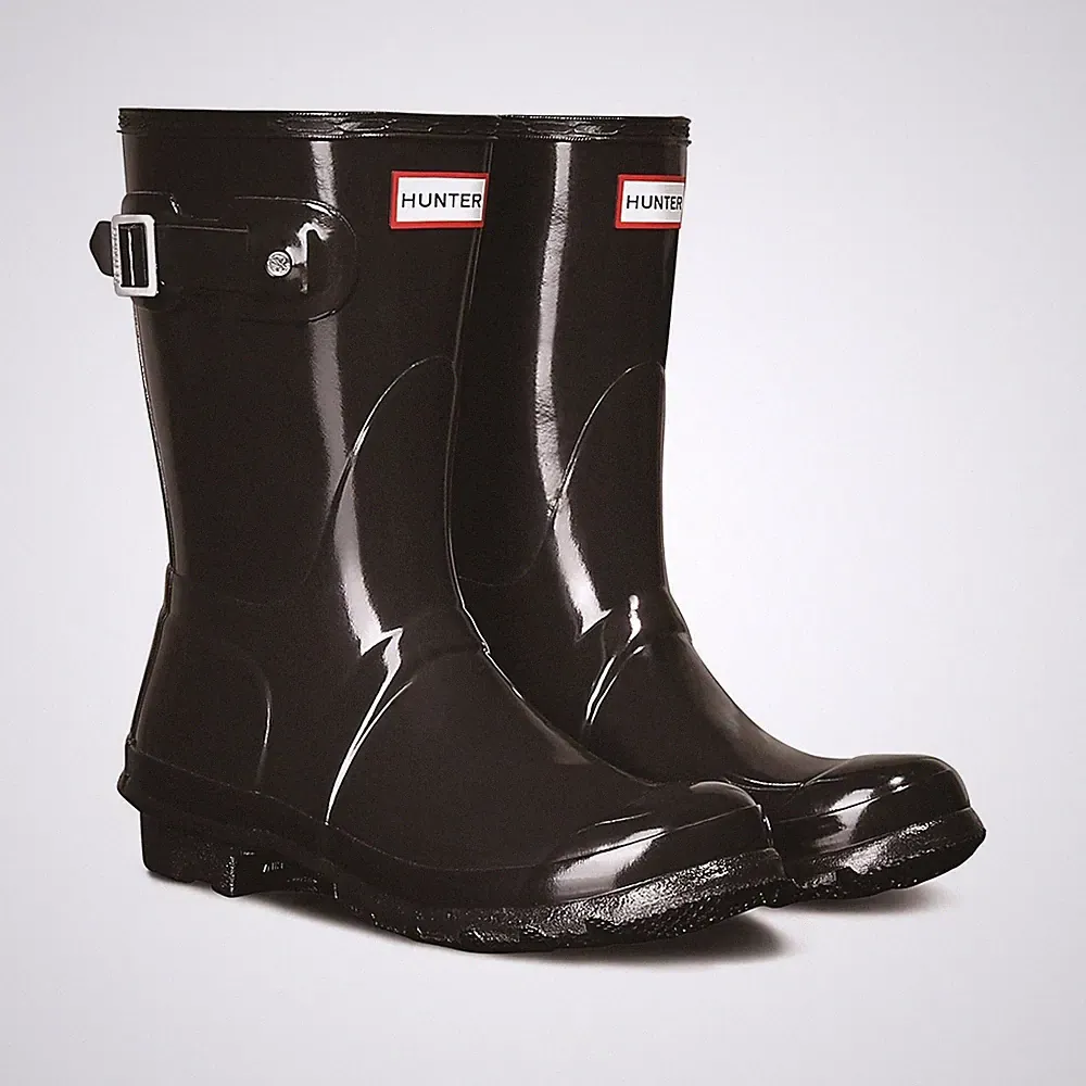 Hunter Original Short Gloss Gummistiefel Für Damen In Schwarz