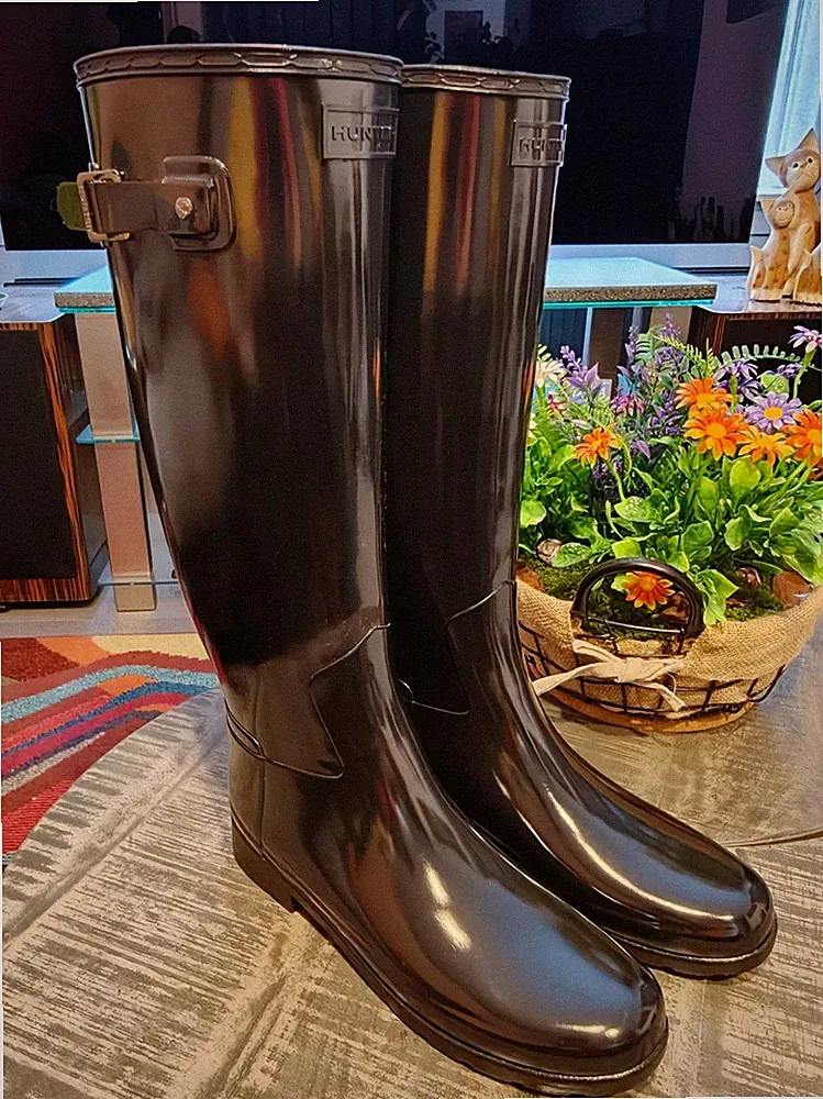 Hunter Original Tall Refined "GLOSS BLACK / BLACK LOGO" - gr. 42 - RAR - Wie NEU