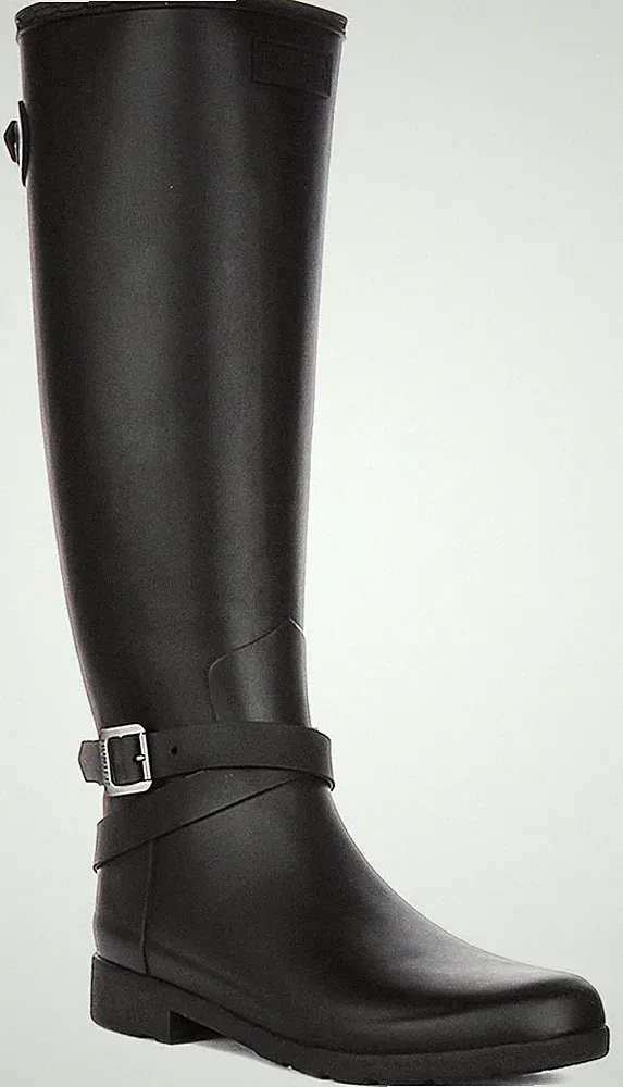 HUNTER Refine Hoch Verstellbar Hoch Gummistiefel Damenstiefel Schwarz EU 36-42