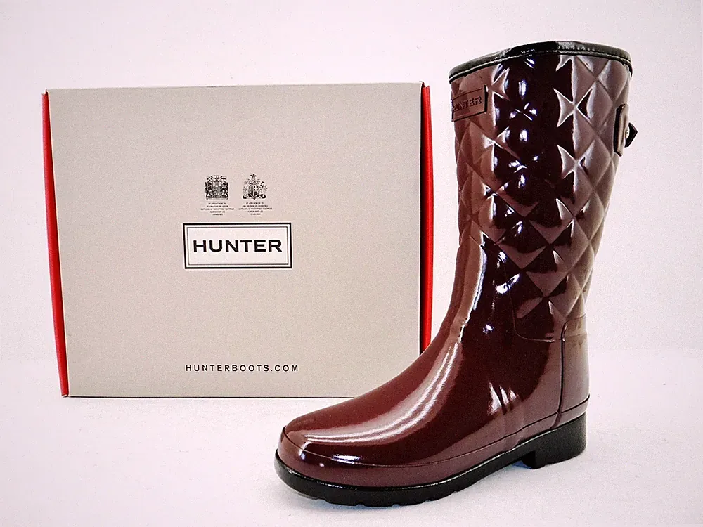 Hunter REFINED GLOSS Gummistiefel Rainboot Stiefel Stiefeletten Boots Rot Gr.38