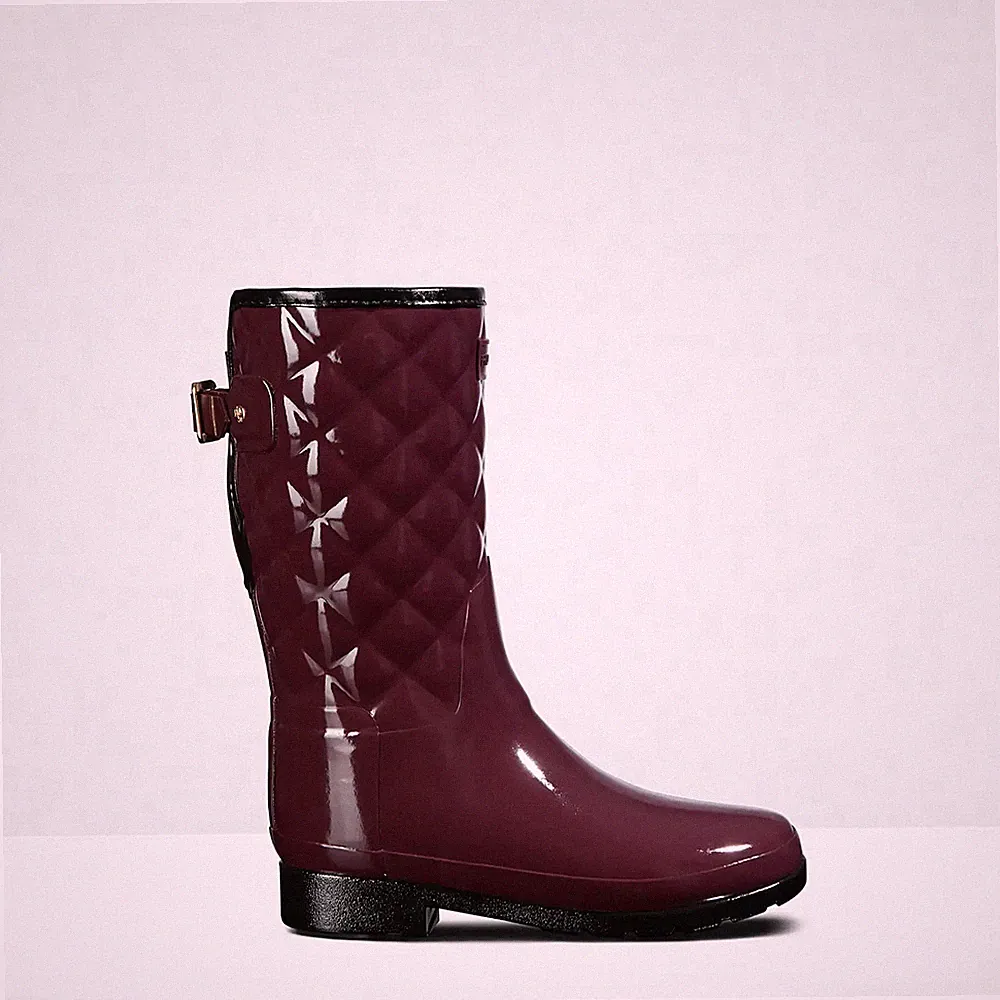 Hunter Refined Gloss Quilted Short Stiefel für Frauen Gr 39