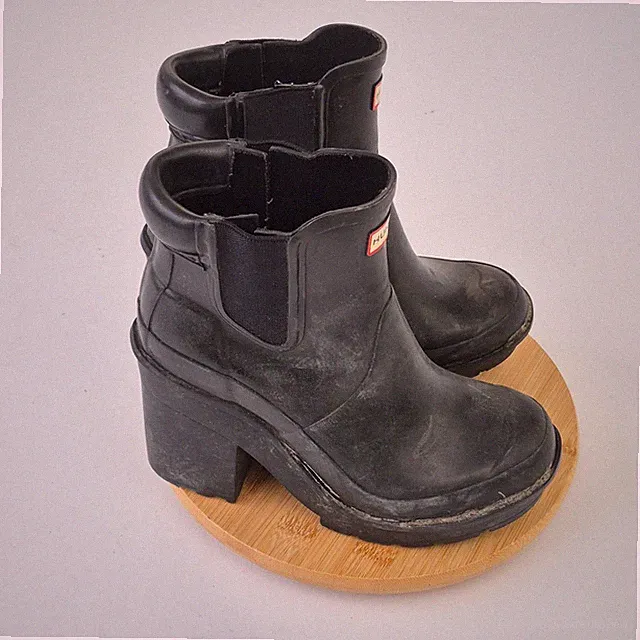 Hunter Stiefel 4 Schwarz Damen Gummi Original Chelsea Blockabsatz Wasserdicht