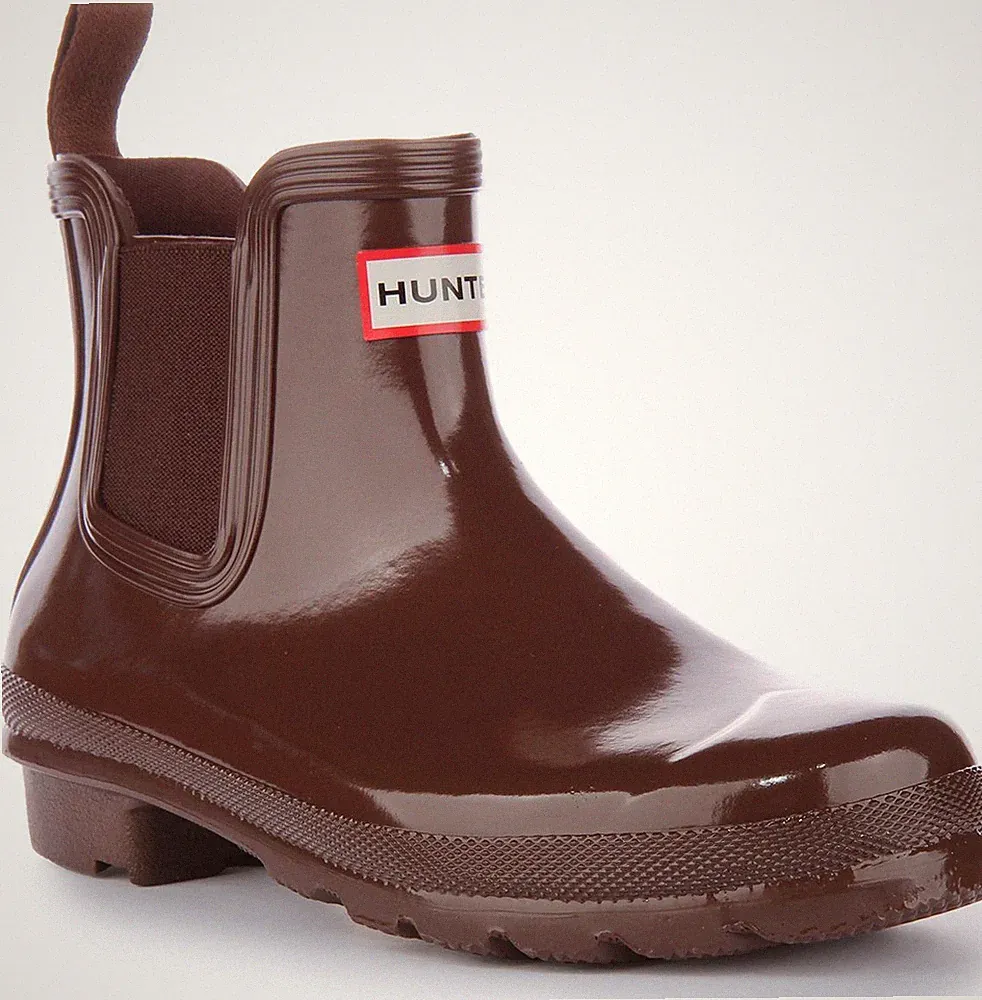 HUNTER WFS2078RGL-BBT Chelsea Glanz Original Damenstiefel Brown EU 36-42