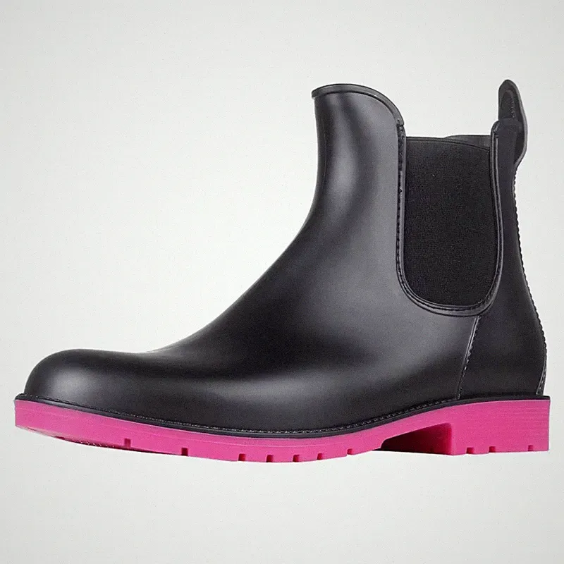 I Damen Gummistiefel wasserdicht rutschfest Chelsea Regen Schuhe kurz