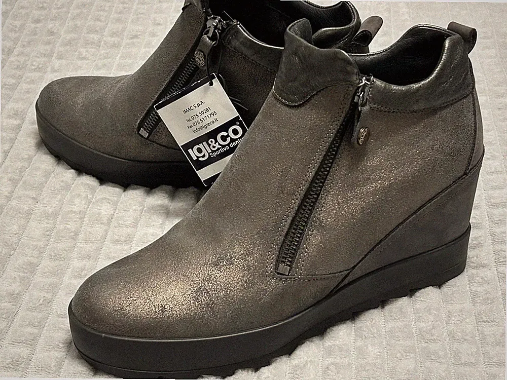 IGI&CO Damen Schöne Moderne Schuhe Stiefel Stiefeletten Leder Grau Gr.41(42)Neu!