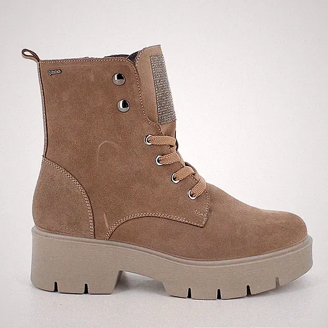 IGI&CO Damen Stiefeletten Beige Wildleder Keilabsatz Hohe Sohle Casual Bequem Mode