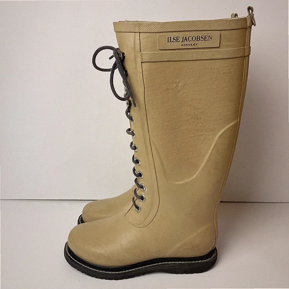 Ilse Jacobsen beige Schnürstiefel Fleece gefüttert Gummistiefel EU 38 UK 5