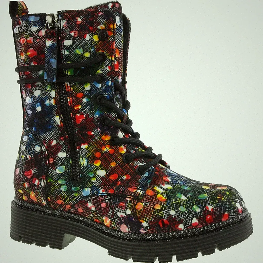 Indigo 452 256 Mädchen Schnürstiefel Black multicolor Tex Reißverschluss Gr.33-3