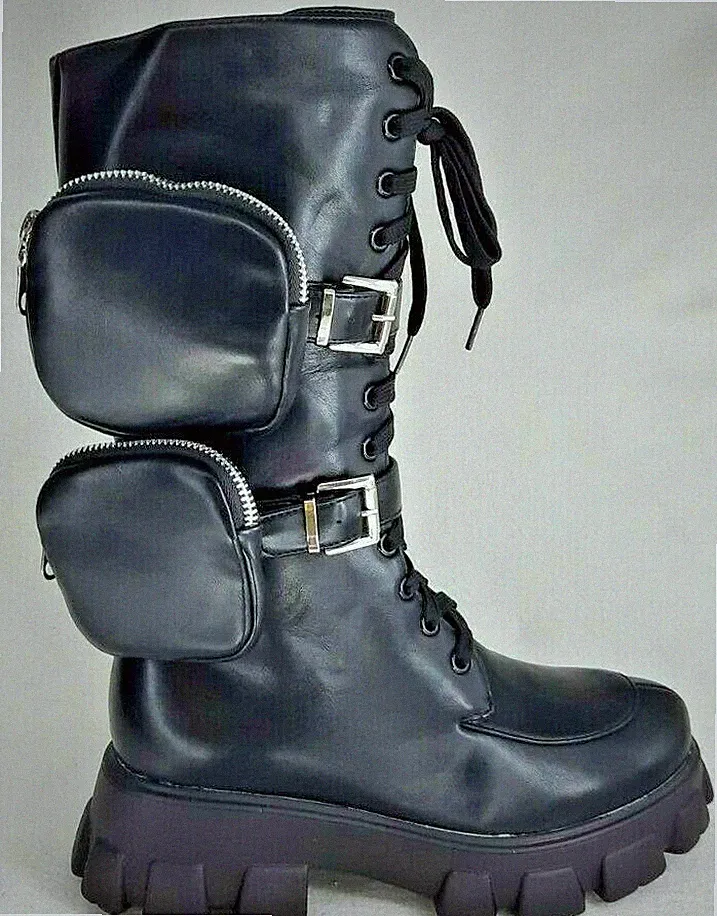 Italienische Damen Stiefel Motorrad Stiefel Knie Boot