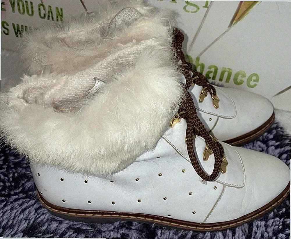 Italienische Luxus BOOTS Echtpelz Stiefeletten 38 / 5 Nieten Echtleder Marco