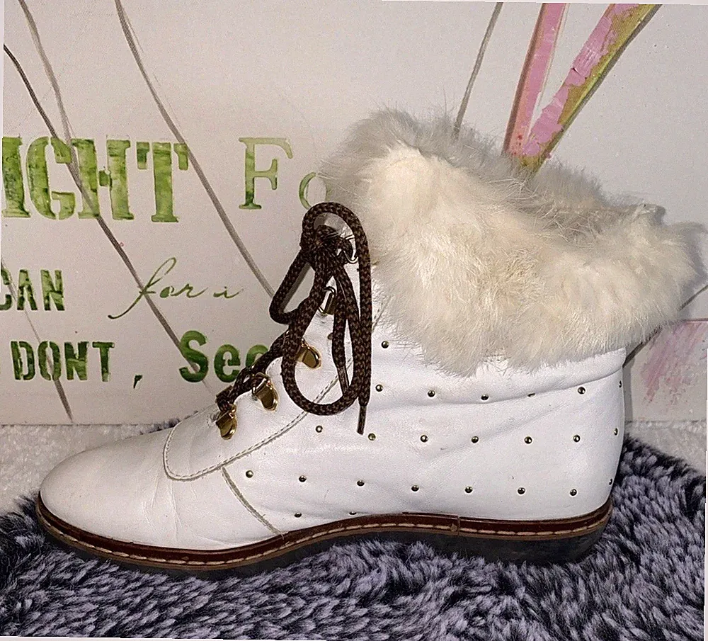 Italienische Luxus BOOTS Echtpelz Stiefeletten 38 / 5 Nieten Echtleder Marco