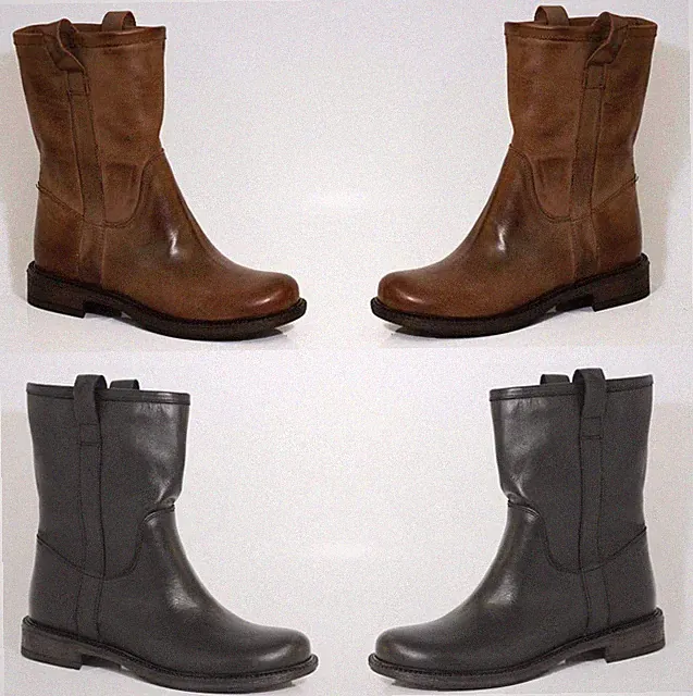 ITALY DAMEN Ovye echt LEDER STIEFEL Stiefeletten Schuhe Ankle Boots Biker Reise