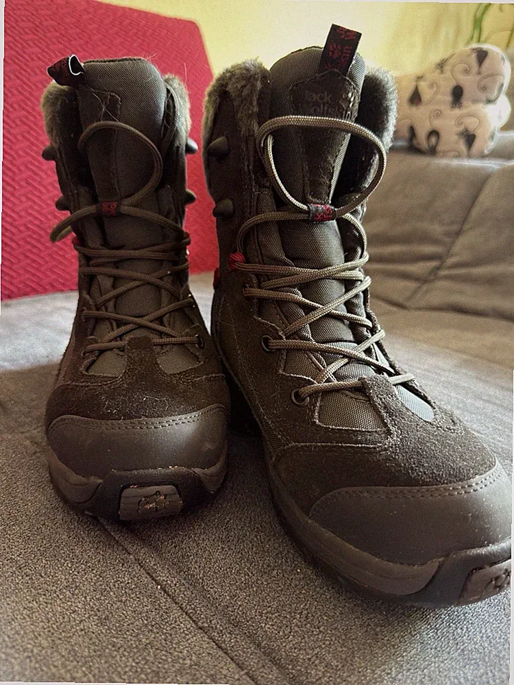 Jack Wolfskin Damen Winter Stiefeletten Leder gefüttert grau Schnürung EU 37,5