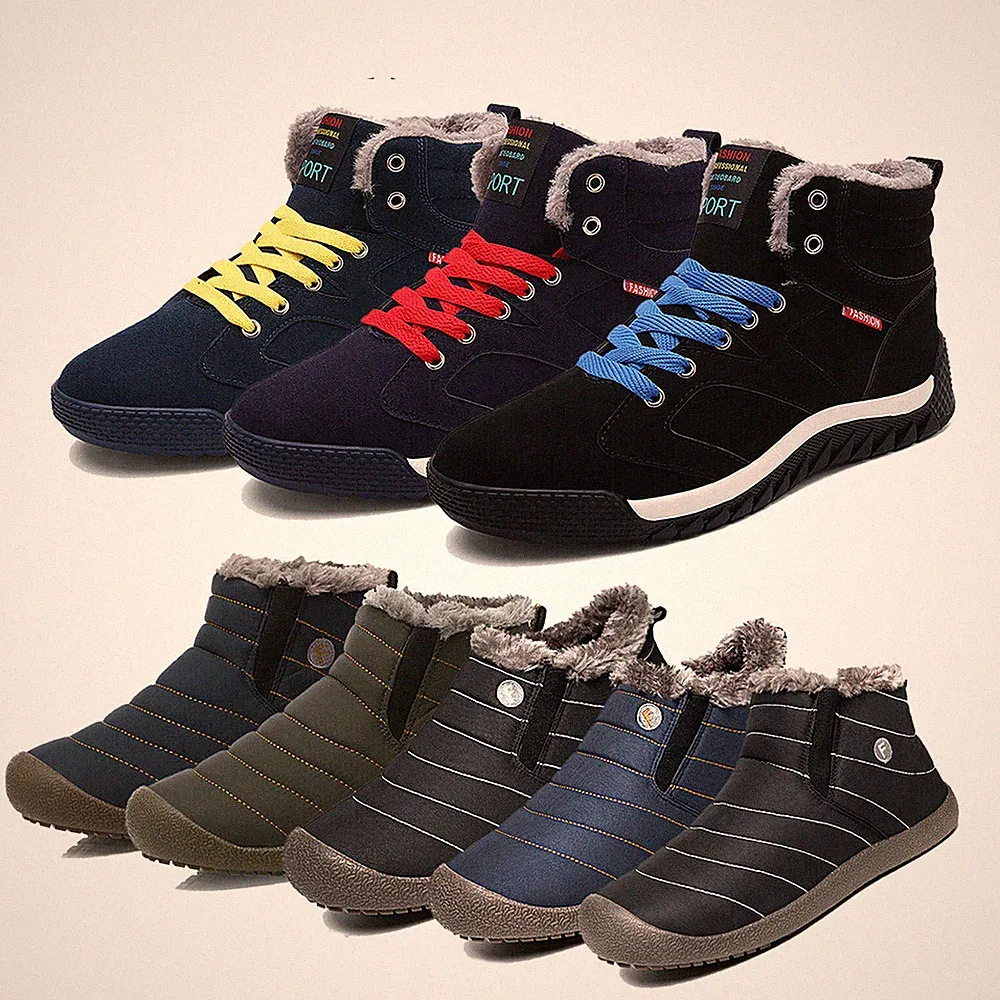 JACKSHIBO Winterstiefel Stiefeletten Schnürboots Winterschuhe Warm gefütterte