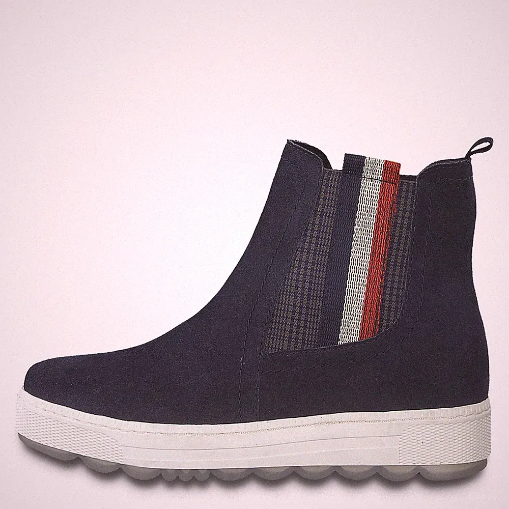 Jana 100% Comfort,Damen Stiefelette,Chelsea Boots,Leder,Blau,Weite H,Gr.38
