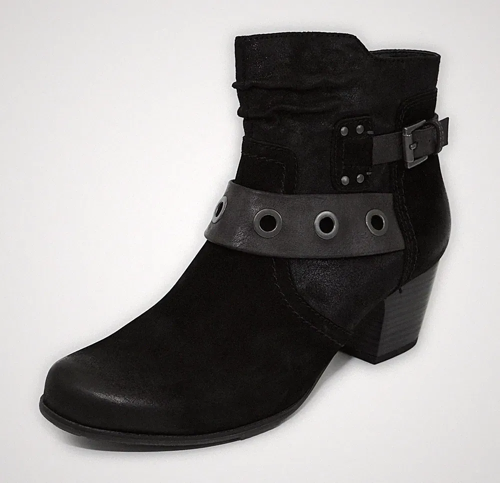 JANA Damen Stiefelette Boots Leder Reißverschluss schwarz Gr. 38 EU (UVP: 79,95)