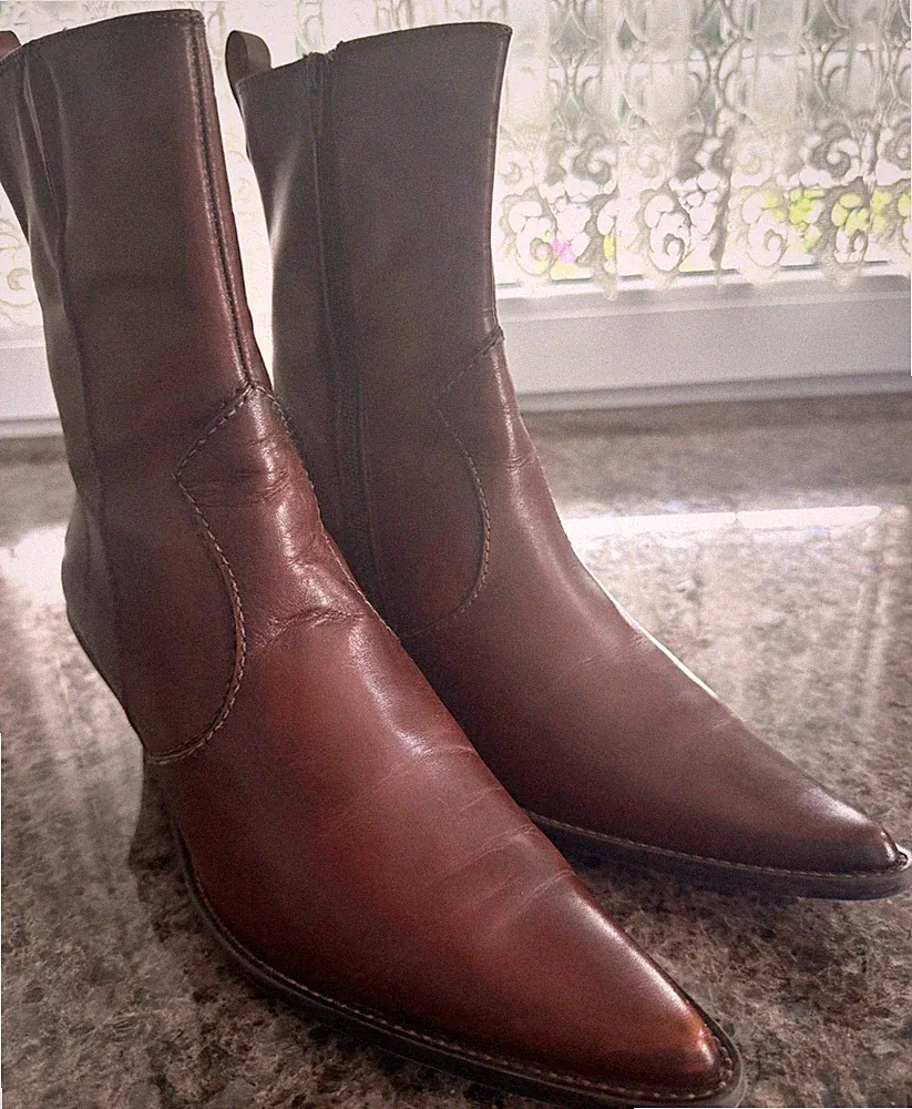 Janet D. Damen Westernstiefel Gr. 39 Braun Echtleder Cowboy Boots