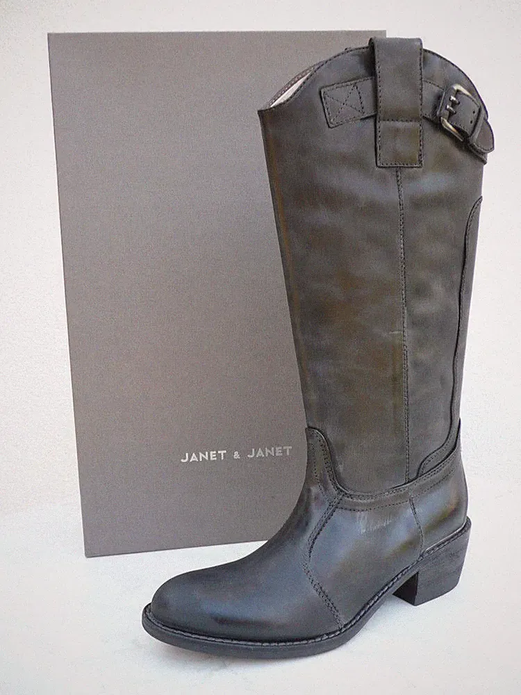 JANET & JANET 37,5 Stiefel Boots Cowboy vintage Schuhe schwarz neu ehem UVP 275€