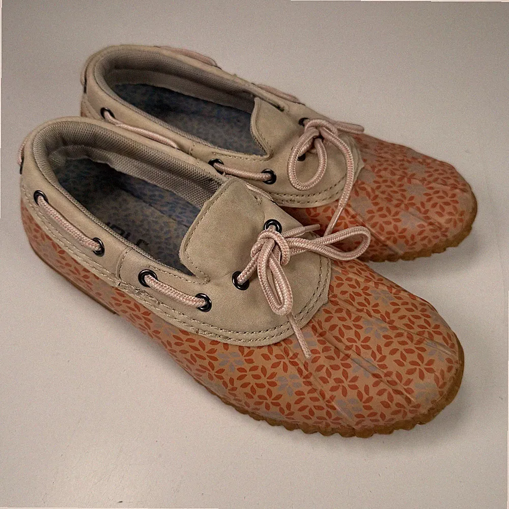 JBU by Jambu Gwen Garden Ready Damen Duck Boots 6,5M Blumen Peach Beige Pink