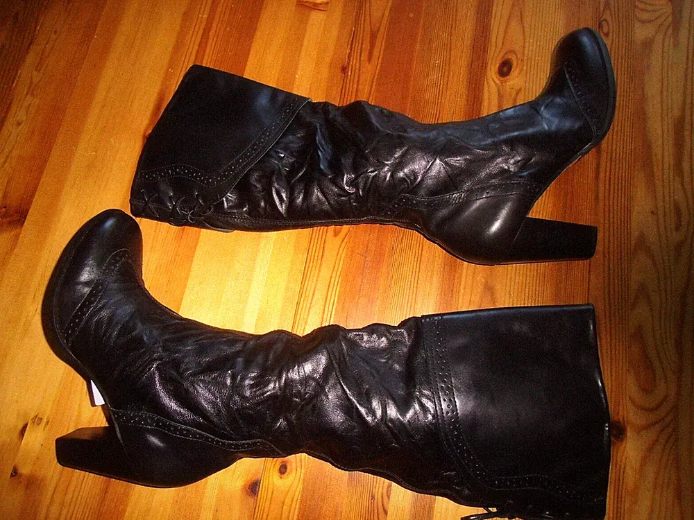Jennifer Taylor Stiefel Langschaft sexy High Heels Gr. 41 UK 7 Leder schwarz