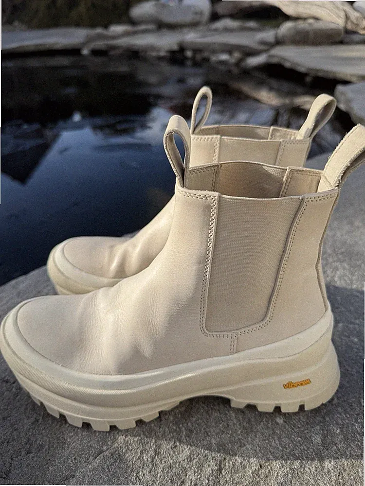 Jil Sander Leather Combat Outdoor Vibram Boots Stiefeletten Leder 37/37,5 Ivory