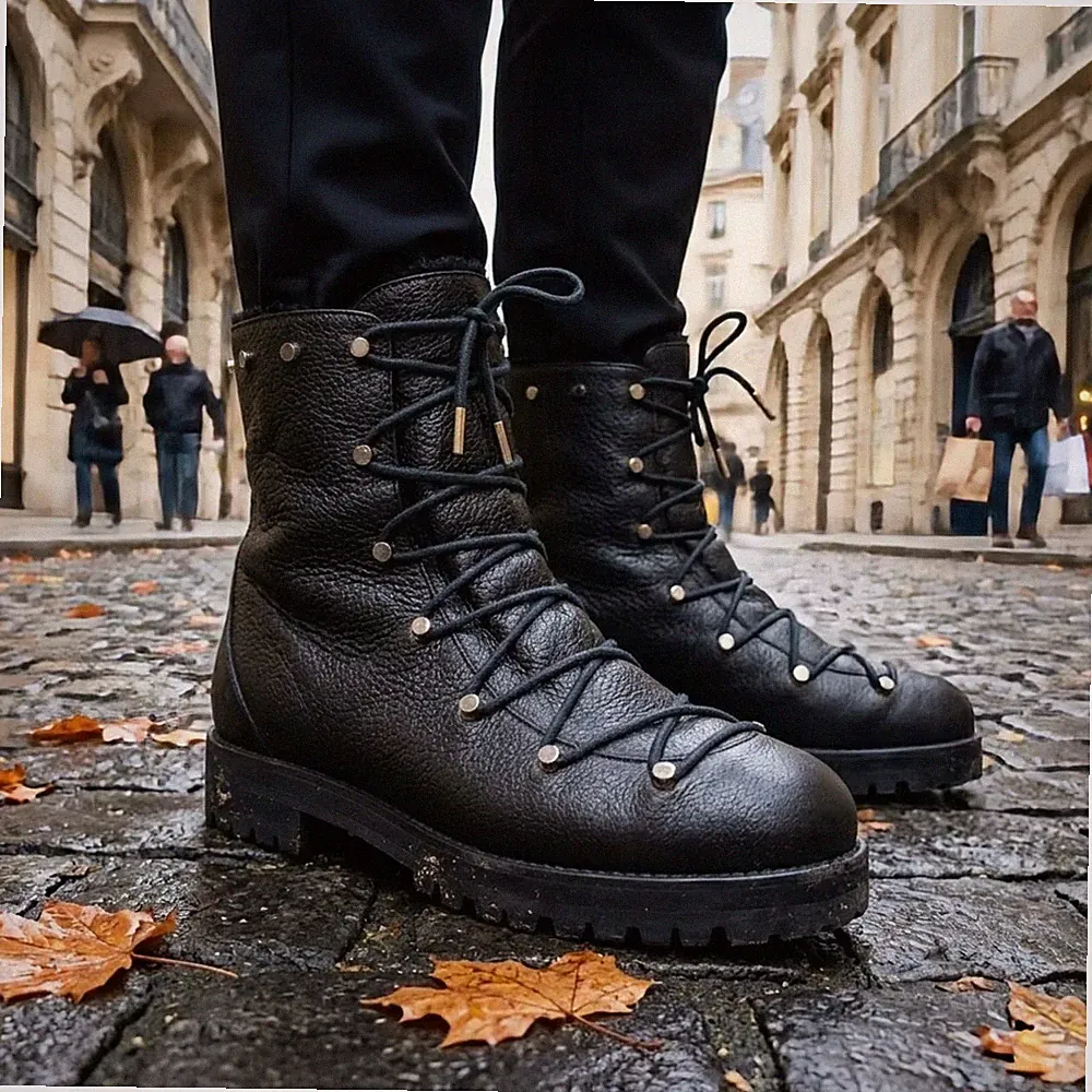 Jimmy Choo Drake Stiefeletten Combat Schnürstiefel Lammfell Drake US 7,5 EU37,5