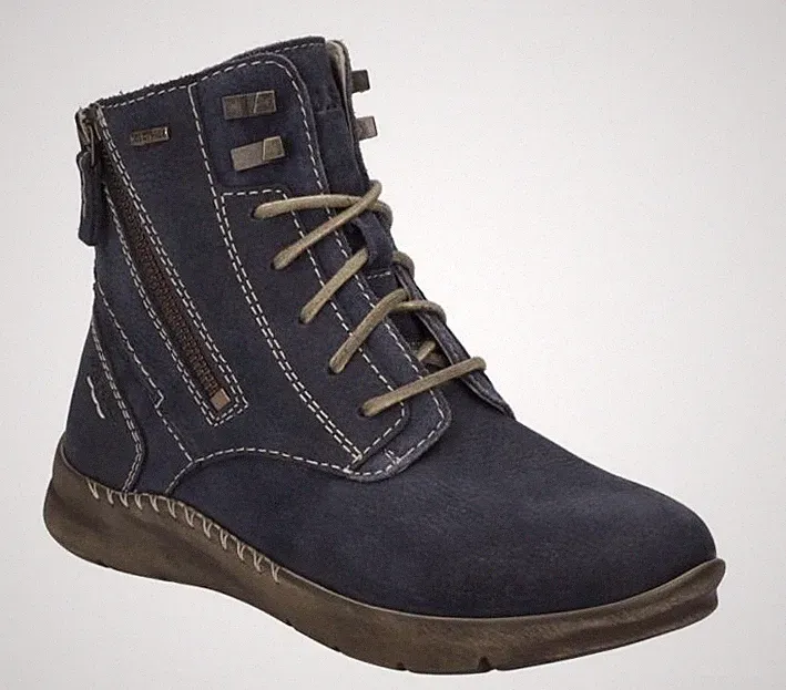 JOSEF SEIBEL Damen Stiefeletten gefüttert Boots Conny 55 Gr 37 40 blau Echtleder