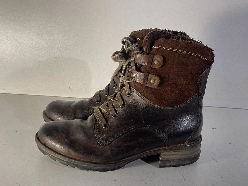 Josef Seibel Damenschuhe Größe 3 (36) gebraucht braun Leder Schnür- & Reißverschlussstiefel -A218