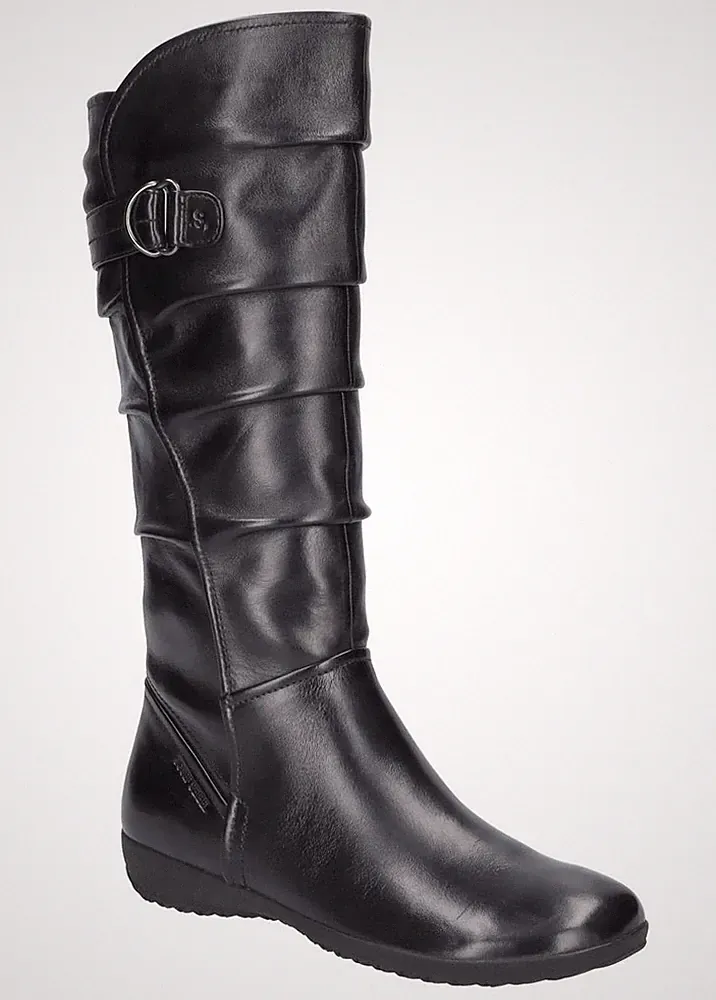 Josef Seibel Stiefel Naly 23 Schwarz Glatt Leder Langschaftstifel Reißverschluss