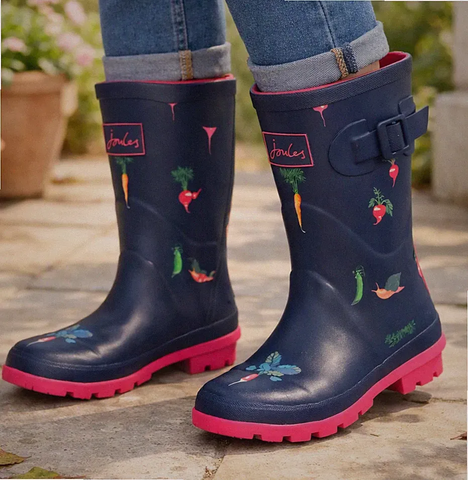Joules 214785 Molly Welly Navy Veg Print mittelhohe Gummistiefel Box Gr. 3