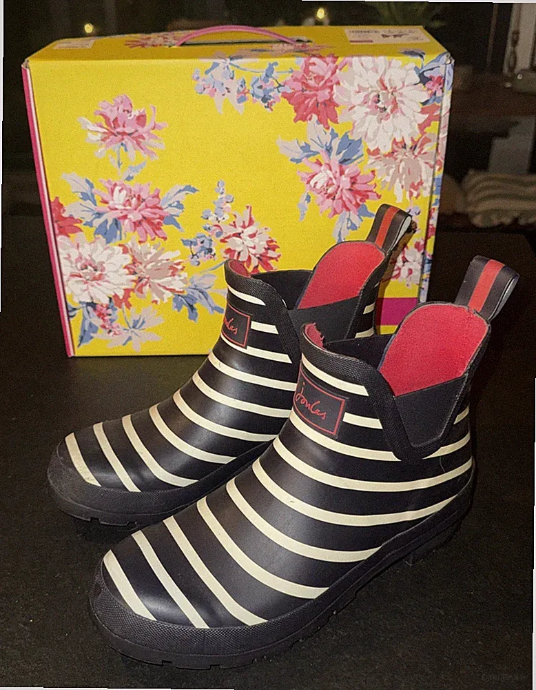 Joules, Kurze Gummistiefel, Größe: 39, Blau/Weiß mit Originalkarton