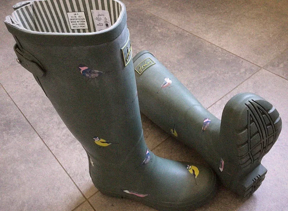 Joules Welly Print „Greenbirds“ Damen-Gummistiefel Gr. 38 Grün mit mattem Effekt