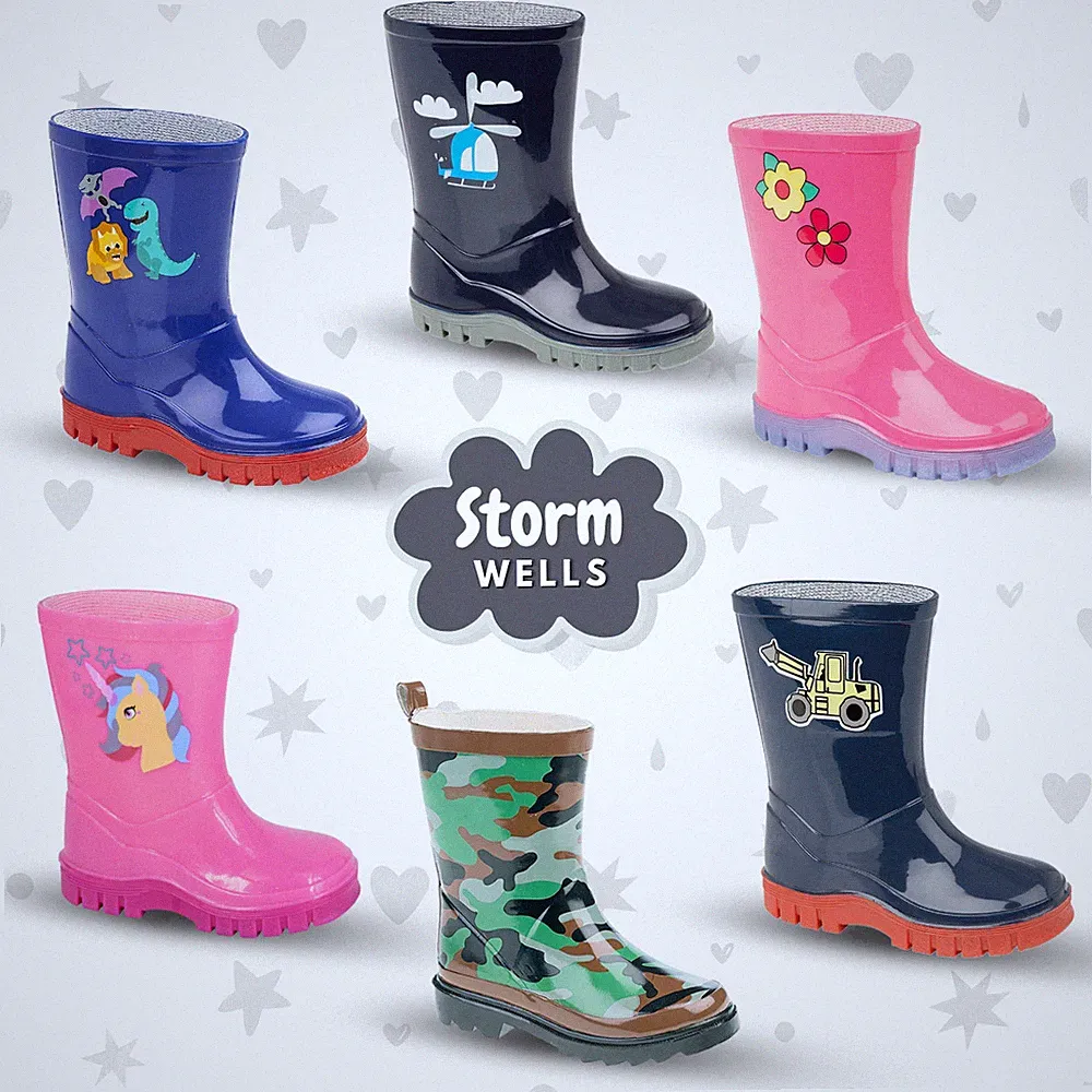 Jungen Mädchen Gummistiefel Kinder Regenstiefel Kinder Splash Walking Schule Pull On Grip