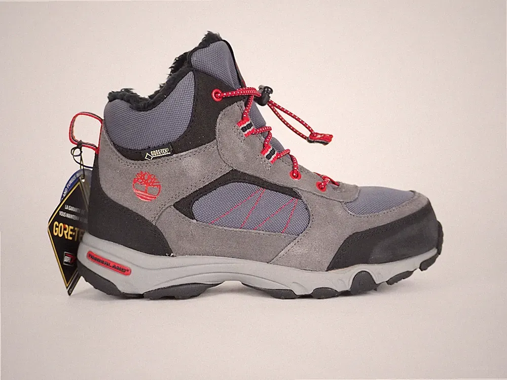 Jungen Mädchen Timberland Osslpee Bungee A1800 grau Leder Gore Tex Baumwolle in Stiefeln