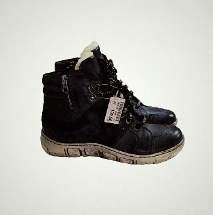 Kacper Damen Boots Winterschuhe Leder mit Schafwolle isoliert, dunkelblau Gr. 37