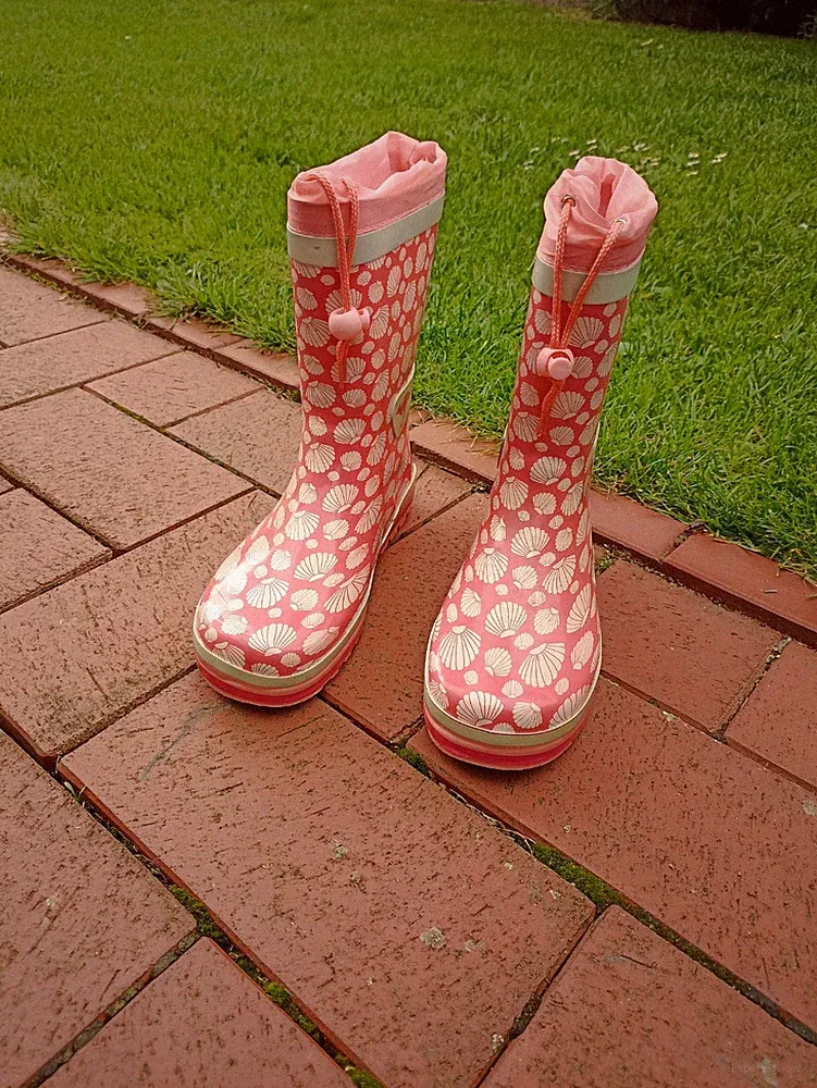 KangaROOS Kinder Gummistiefel EU 35 rosa/weiß Blumenmuster Mid Top