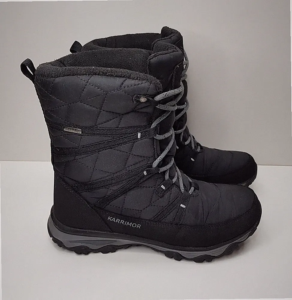 KARRIMOR ST MORITZ DAMENGRÖSSE 5 UK EUR 38 SCHWARZ WASSERDICHT STIEFELETTEN SCHNEESTIEFEL SCHUHE