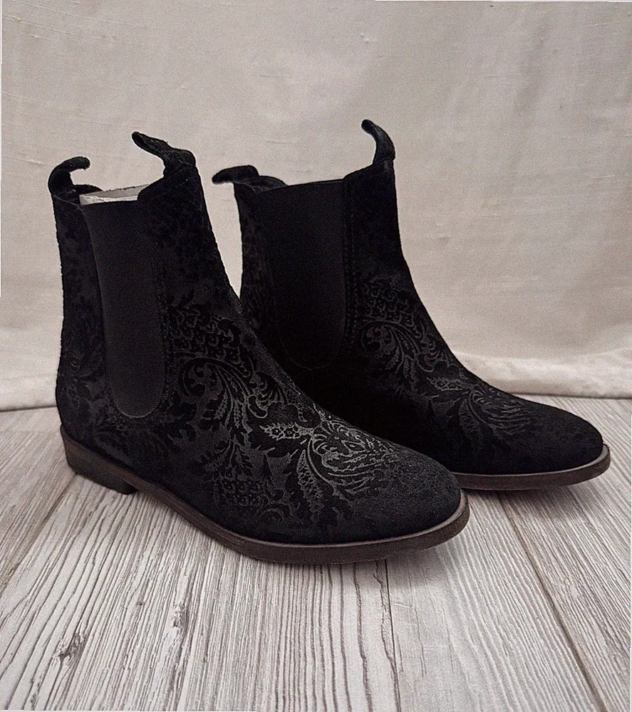 KENNEL & SCHMENGER Damen Velours Chelsea Boots Paisley Muster schwarz 36,5 Neu