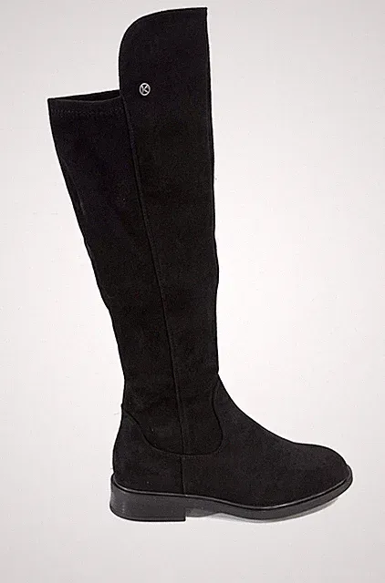 Keys Damen Wildleder Stiefel Schwarz Über Dem Knie Niedriger Blockabsatz K11673