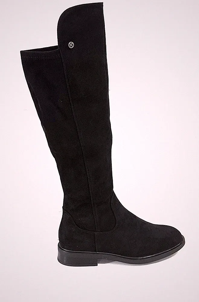 Keys Stiefel Damen Staubtücher Schwarz Oben Al Up Knie Absatz Niedrig K11673