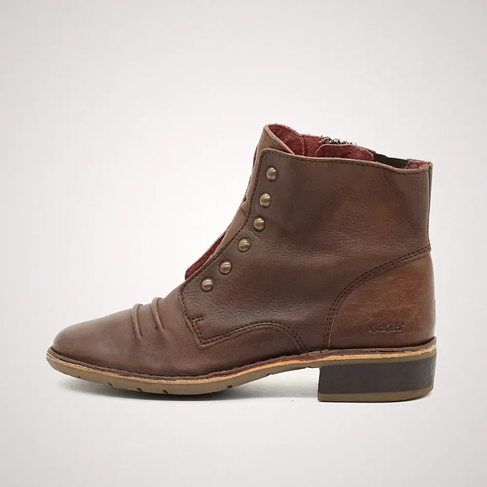 Kickers Damen 152064 Stiefeletten Braun Leder Reißverschluss Booties EU 37