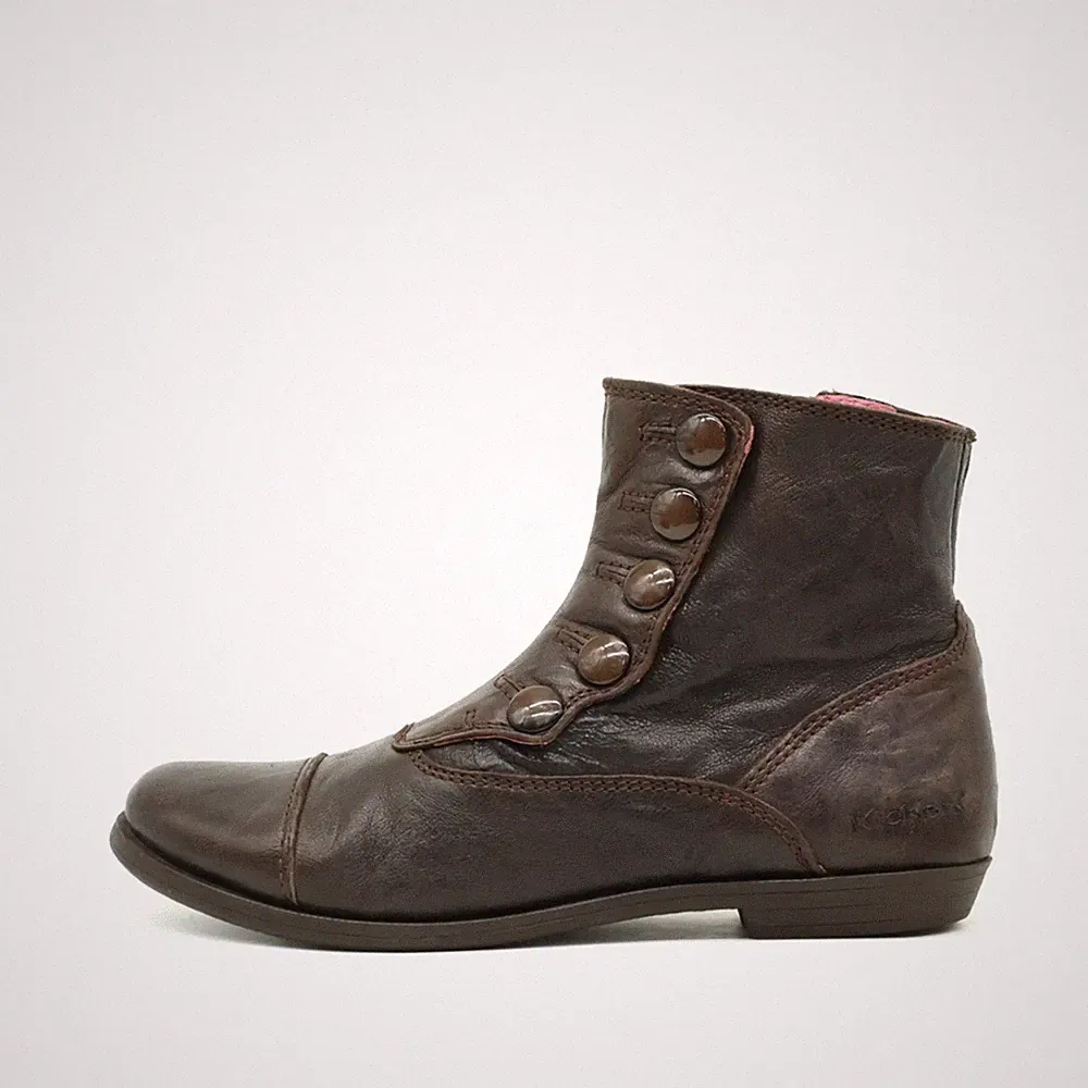 Kickers Damen 341-50 Stiefel Braun Leder Knöchelhoch Heritage Stiefeletten EU 38