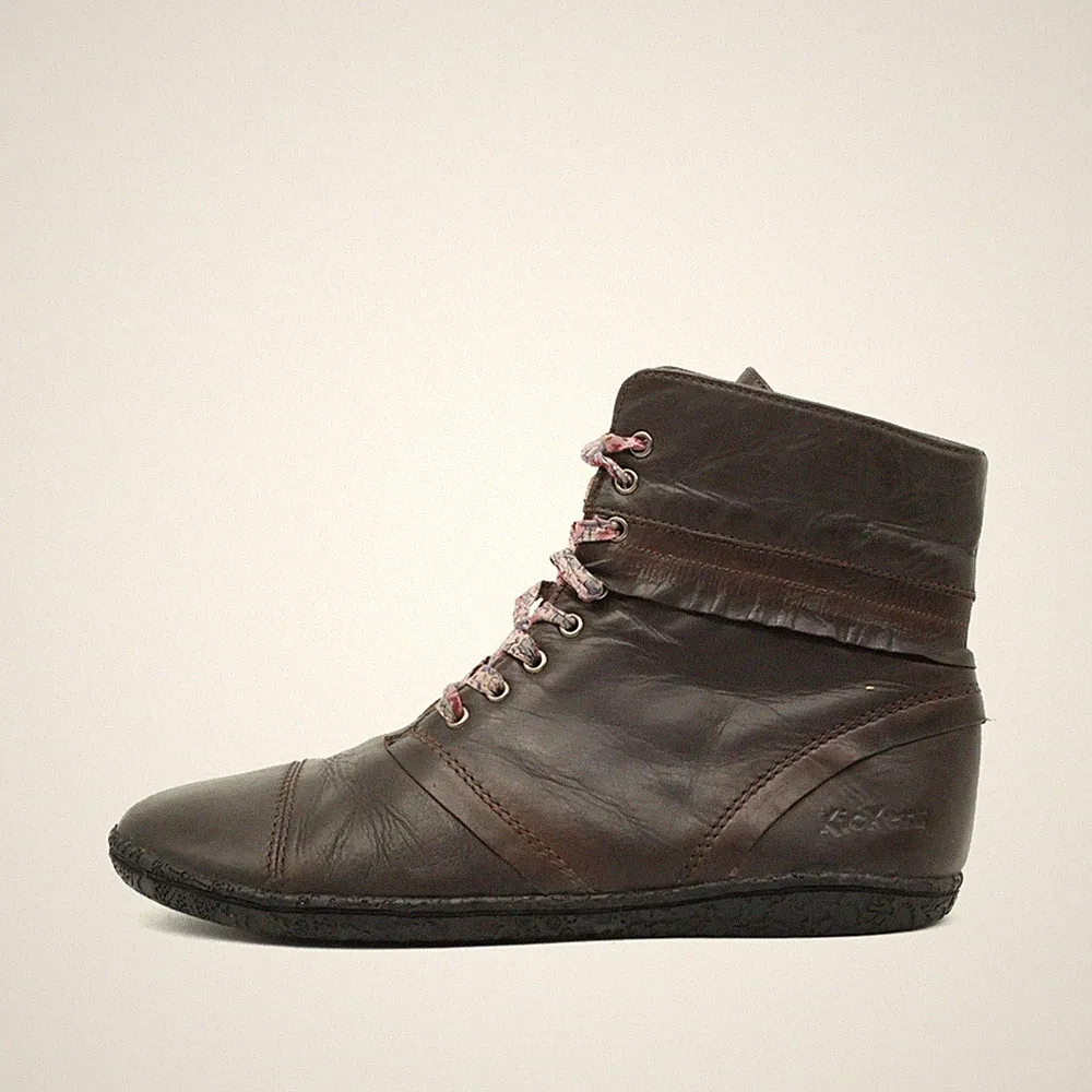 Kickers Damen 901501 Schnürstiefel Braun Leder Flexibel Stiefeletten EU 38