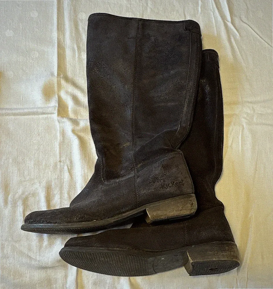 Kickers Damen Wildleder Reitstiefel schwarz Blockabsatz Gr. 41